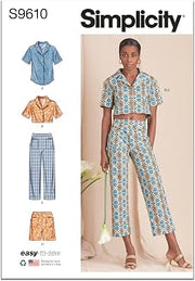 Simplicity SS9610U5 Misses' Top, Pants, and Straight Leg Shorts Sewing Pattern Packet, Design Code S9610, Sizes 16-18-20-22-24