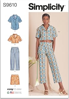Simplicity SS9610U5 Misses' Top, Pants, and Straight Leg Shorts Sewing Pattern Packet, Design Code S9610, Sizes 16-18-20-22-24