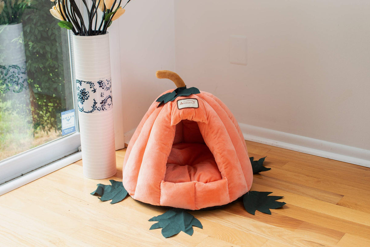 Cat Bed Model Pumpkin Shape by Armarkat – 20 x 20 x 16, Fabric, Orange, Model C85CCS