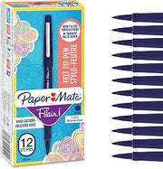 Paper Mate Flair Felt Tip Pens | Medium Point (0.7mm) | Navy Blue | 12 Count