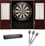 Viper Metropolitan Mahogany Steel Tip Dartboard Cabinet, Viper Dead-On Bristle Dartboard, Viper Underground Raven Steel Tip Darts 25 Grams, and Viper Vinyl Dart Mat