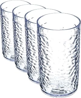 Carlisle FoodService Products Pebble Optic Pebble Tumbler Plastic Tumbler for Restaurants, Catering, Kitchens, Plastic, 9 Ounces, Clear (Pack of 4)