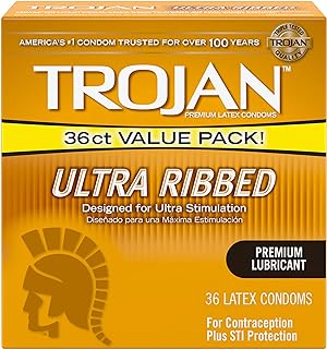 TROJAN Ultra Ribbed Lubricated: 36-Pack of Condoms
