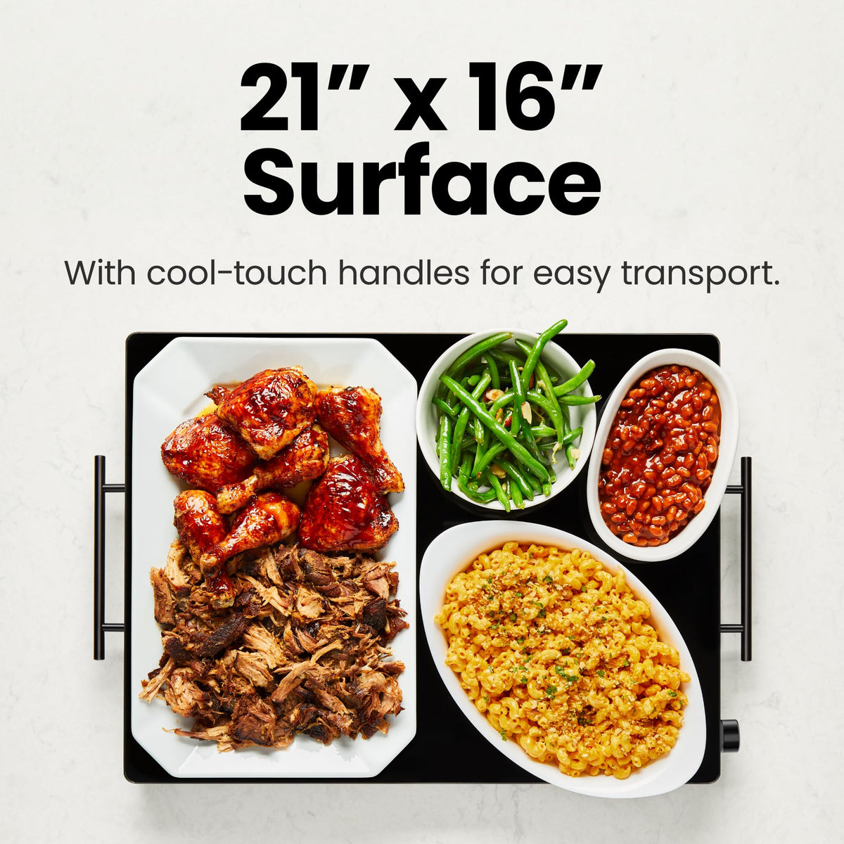 Chefman Electric Warming Tray, Adjustable Temp, 21 x 16 Inch Glass Surface, Black