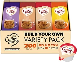 Nestle Coffee mate Creamer Singles Mix & Match Variety Pack, Non Dairy, No Refrigeration, 0.375 fl oz Tubs, 200 Count (Pack of 50 Per Flavor)