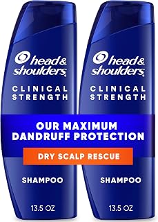Head & Shoulders Anti-Dandruff Shampoo with 1% Selenium Sulfide, Clinical Strength Dry Scalp Rescue Shampoo Twin Pack, Seborrheic Dermatitis Relief, Dry Scalp 13.5 fl oz Each