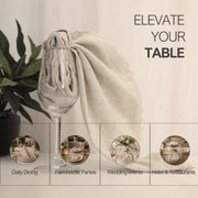 Fingercraft Cloth Napkins with Lace Trim, Cotton Linen Blend, Set of 12, Ivory
