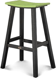 Polywood 2012-FBLLI Contempo Bar Height Saddle Seat Barstool, Black Frame, Lime