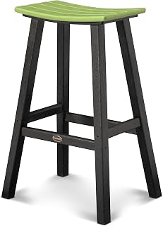 Polywood 2012-FBLLI Contempo Bar Height Saddle Seat Barstool, Black Frame, Lime