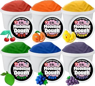 Hygloss Play Modeling Dough for Kids, 5lb Tub, 6 Assorted Colors Scented