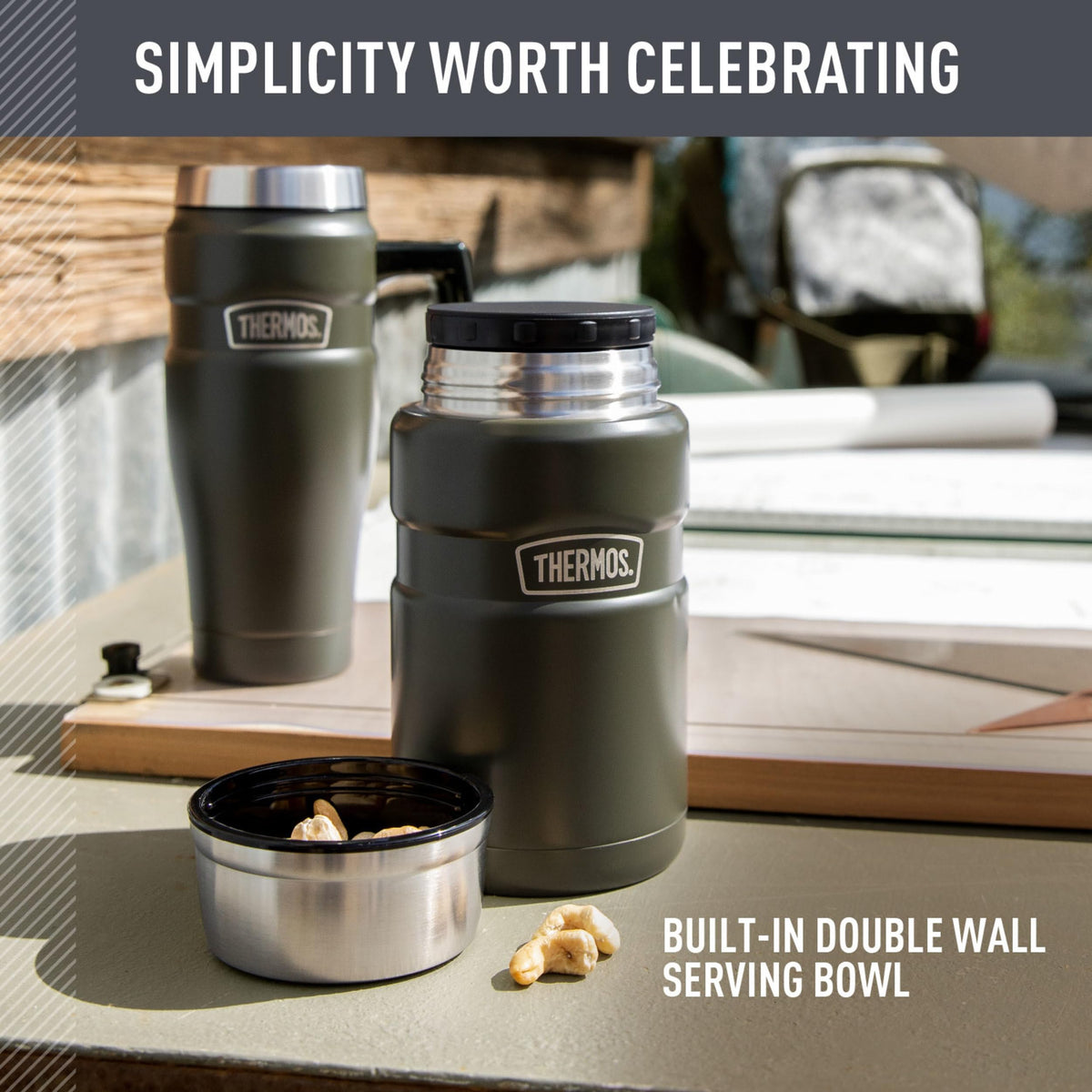 Stainless King Food Jar with Bowl by THERMOS – 24 Ounce, 24.0 fluid_ounces, Stainless Steel, Matte Midnight Blue, Model SK3020MDB4AZA