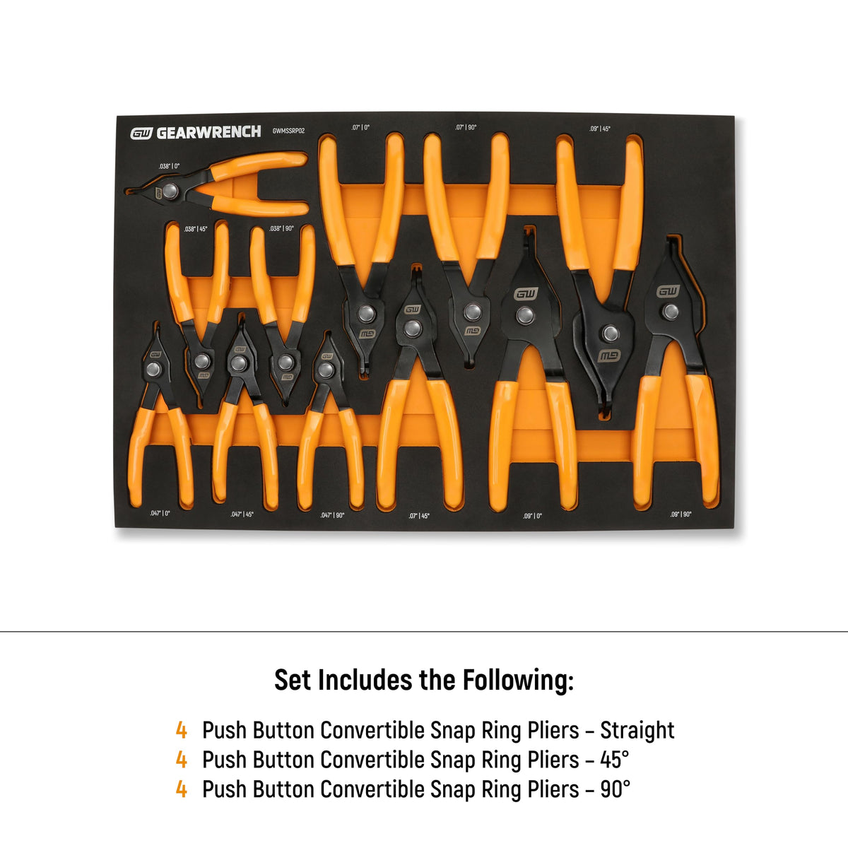 GEARWRENCH 12 Piece Foam Tray / 1 Snap-Ring Pliers