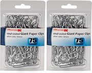 Officemate Giant Vinyl Coated Paper Clips, Translucent Silver, 75/PK (97215) (Pack of 2)
