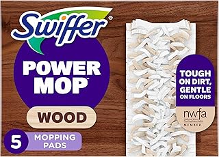 Swiffer PowerMop Wood Mopping Pad Refills for Floor Cleaning, 5 count
