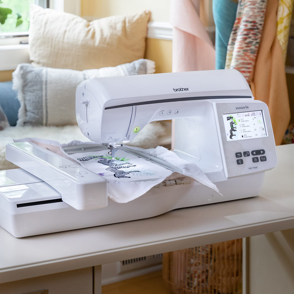 Inno-vis Embroidery Machine With BES Blue Software by Brother – 16"x27"x11", Metal, White, Model NQ1700E