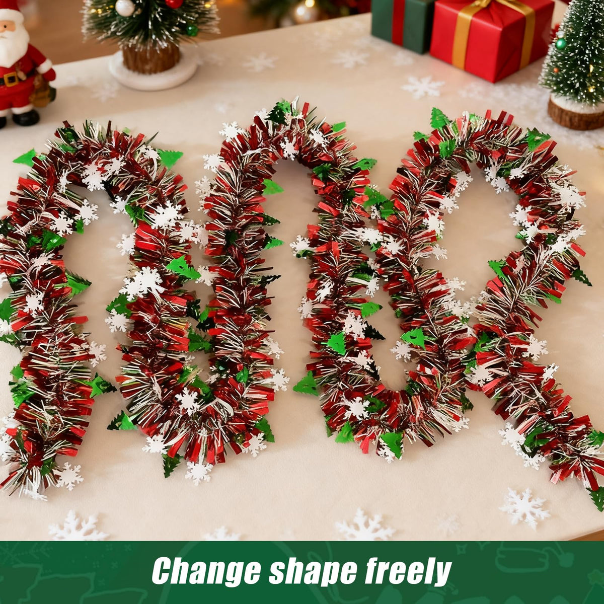 Christmas Tinsel Garland by Generic – Green, Polyethylene Terephthalate (PET), Model LCS250918JSNJR-618-01