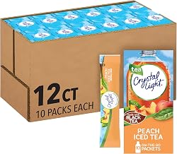 Crystal Light Drink Mix, 120 Packets, for Convenient On-the-Go Flavorful Hydration, Artificially Flavored Peach Iced Tea, Zero Sugar, 0.07 oz each