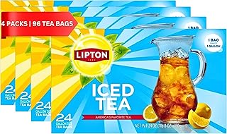 Lipton Unsweetened Iced Tea Bags, Gallon-Sized Zero Calories, 24 Count, Pack of 4 Total 96 Gallon Tea Bags