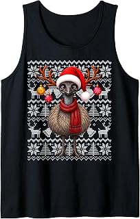 Emu Xmas Ugly Sweaters Festive Santa Emu Bird Christmas Tank Top