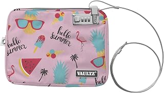 Vaultz Locking Pool Pouch - Water-Resistant Combination Locking Pouch w/Tether for Cash, Pool, Beach, Bank, or Travel - 7.5 x 9 Inches, Medium, Hello Summer | Combination lock and tether keep cash and valuables secure at the pool, beach, bank or while traveling on the go