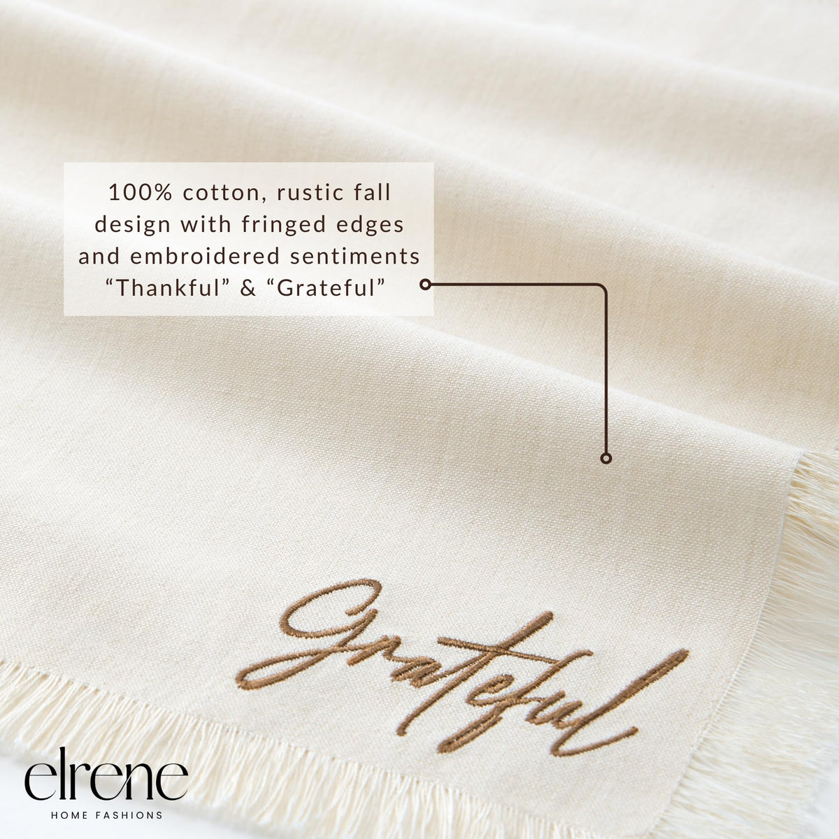 Threadmade Fringed Harvest Napkins, Cotton, Set of 4, Natural