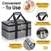 MIAOJIE Insulated Casserole Carrier Bag, 16 x 10 x 7.2 Inches, Gray