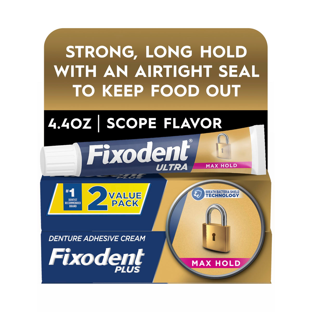 Ultra Max Hold Denture Adhesive by Fixodent – 2.2 Ounce (Pack of 12), Red, Pack of 12, Model 1432