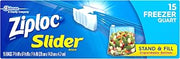 Ziploc Slider Bag Freezer, Quart, 15-Count (Pack of 3)