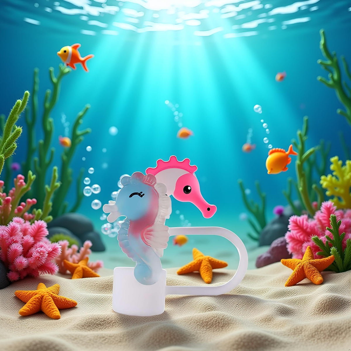 Cute seahorses Straw Straw Cover Cap by WLngtv – 1.0, Silicone, Chroma, Model DWC162