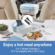 Hamilton Beach Stainless Steel 3 Compartment Tray, (Pack of 2) / Blue / Modern Lunch Boxes