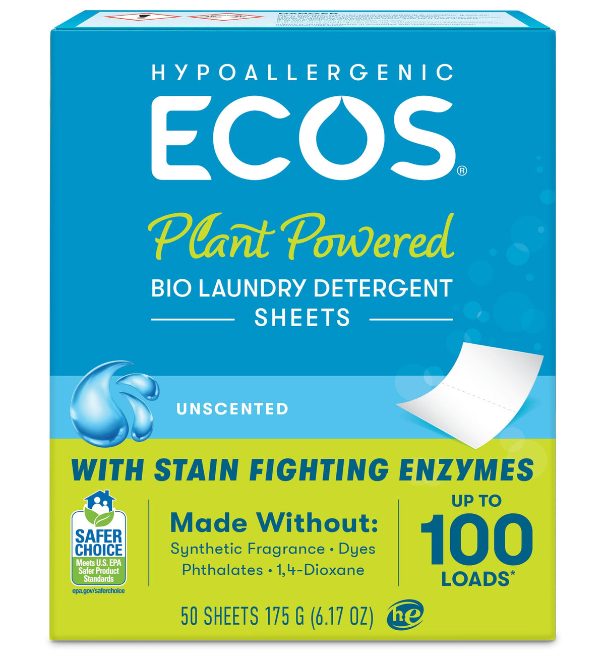 ECOS 50 Count (Pack of 1) / Free & Clear / 10 Detergent Pacs & Tablets