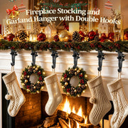 RGJ Mantel Stocking Hangers, Dual Hook Metal, Black, Set of 6