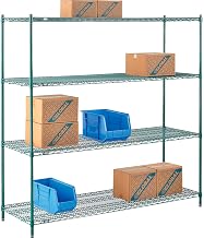 Nexel Poly-Green, 4 Tier, Wire Shelving Starter Unit, 72"W x 21"D x 74"H