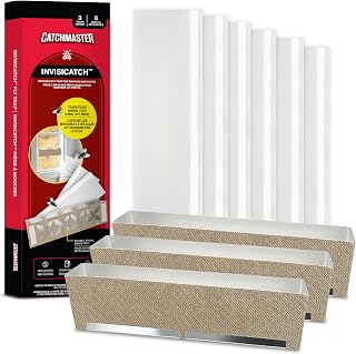 Catchmaster Window Fly Traps Decorative Linen 3 Count + 6 Refills, Gnat and Fruit Fly Strips for Indoor, Disposable Discreet Bug Catcher, Insect Sticky Glue Traps, Adhesive Pest Control for Home
