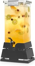 Rosseto LD149 Square Black Matte Pyramid Base Beverage Dispenser with Lock, 3 gal