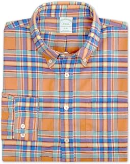 Brooks Brothers Men's Slim Fit Flannel Plaid Casual Button Down Shirt,