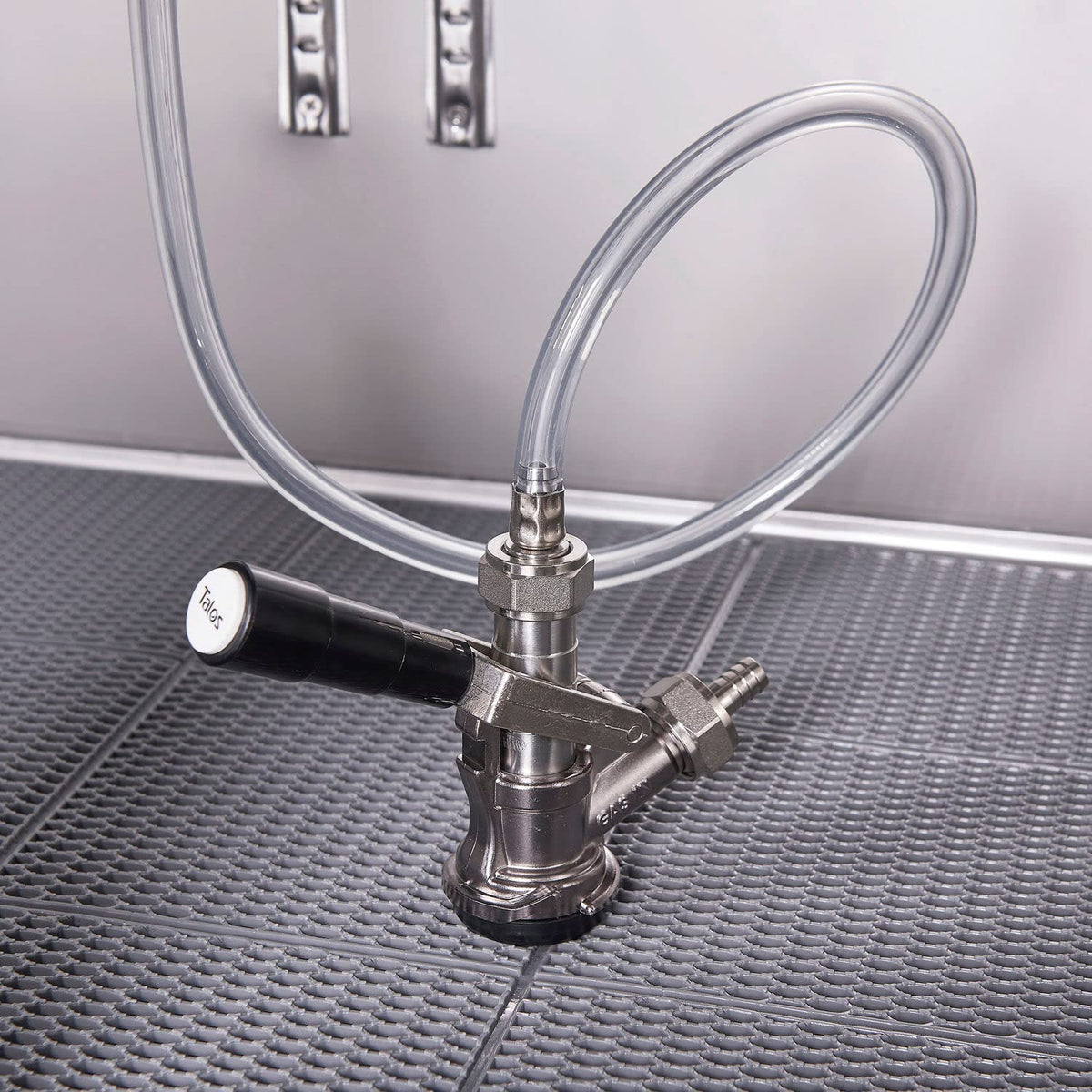 Nexel Beer Dispenser Cooler w/Single Tap Dispenser by Global Industrial – 24.38"L x 48"W x 35.63"H, Stainless Steel, Black, Model UDD-24-48-HC