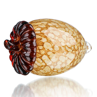 QFkris Hand Blown Glass Acorn Figurine, Large Brown