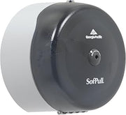 Georgia-Pacific SofPull Centerpull High-Capacity Toilet Paper Dispenser, Wall Mount Bathroom Essentials, 10.5" W x 6.75" D x 10.5" H, Translucent Smoke, 56501