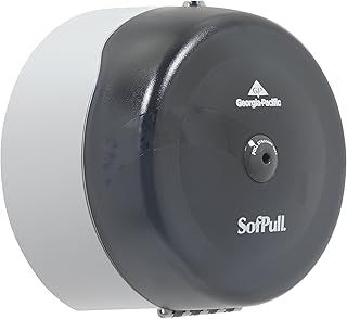 Georgia-Pacific SofPull Centerpull High-Capacity Toilet Paper Dispenser, Wall Mount Bathroom Essentials, 10.5" W x 6.75" D x 10.5" H, Translucent Smoke, 56501