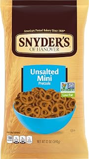Snyder's of Hanover Mini Pretzels, Unsalted Pretzels, 12 Ounce Bag (Pack of 12)