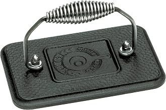 Lodge Pre-Seasoned Cast Iron Grill Press, 6.75 x 4.5 Inches | Heavy-Duty Cast Iron Press for Burgers, Sandwiches, Bacon & Everyday Griddle Cooking, Durable & Naturally Nonstick