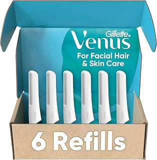 Venus for Facial Hair & Skin Care Exfoliating Dermaplaning Face Razor Handle with 6 Blade Refills