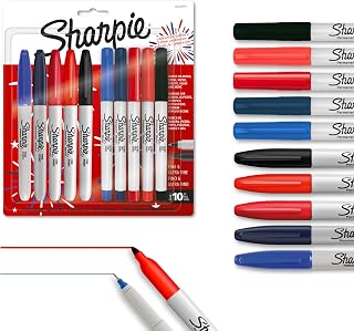 Sharpie Permanent Markers, Fine and Ultra-Fine Points, Assorted, 10 Count, USA 250th Anniversary Edition