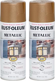 Rust-Oleum Stops Rust Metallic Spray Paint, Antique Brass | Rust Resistant, Indoor and Outdoor Durability, Beautiful Finish on Metal, Wood and More, Sprays from Any Angle, 2 Pack