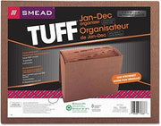 SMEAD TUFF Expanding File, 12 Pockets, Monthly (Jan.-Dec.), Flap and Cord Closure, Letter Size, Redrope (70388)