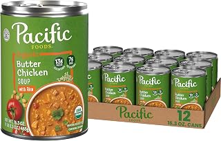 Pacific Foods Organic Butter Chicken Soup with Rice, 16.3 oz Can (12 Pack)
