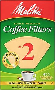 Melitta 612412 #2 Natural Brown Cone Coffee Filters 40 Count