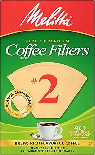 Melitta 612412 #2 Natural Brown Cone Coffee Filters 40 Count