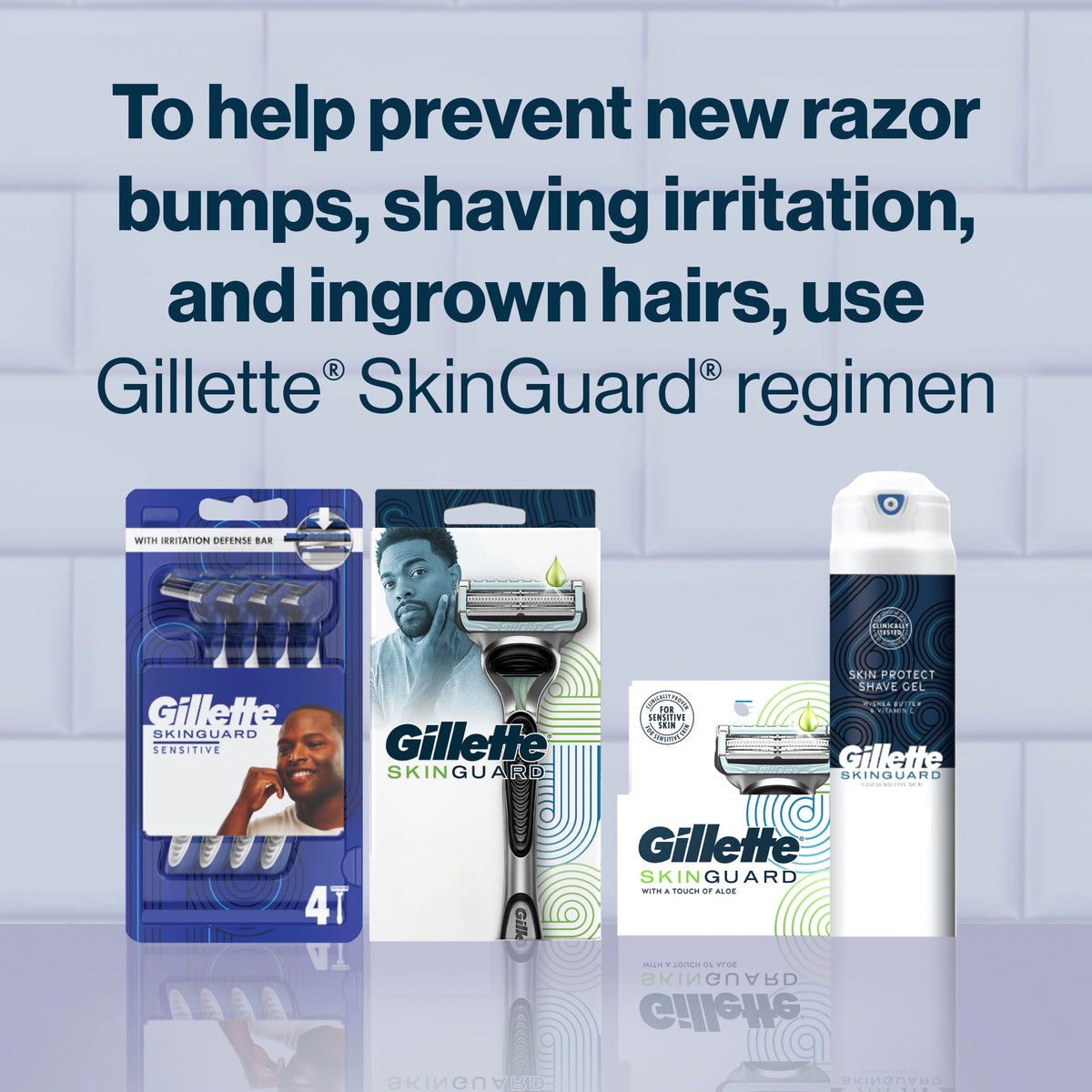SkinGuard Men's Razor Blades by Gillette – 4 Count (Pack of 1), WHITE, Model 66509